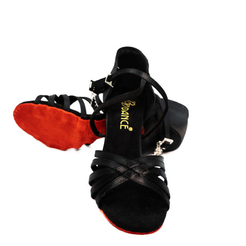 216 - Satin Black Red Sole